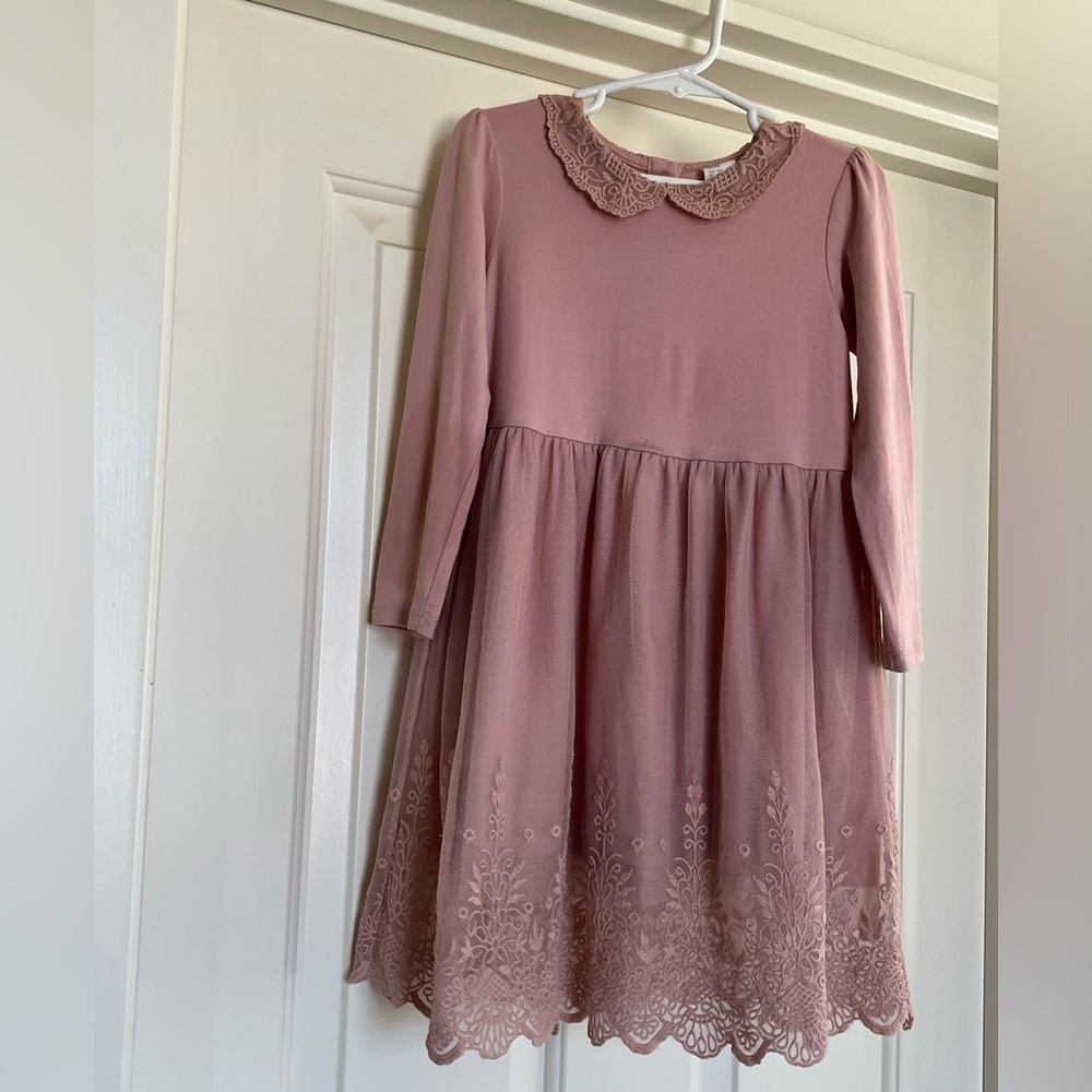 Girls Lace Dress H&M brand Mauve Cotton Size 4T